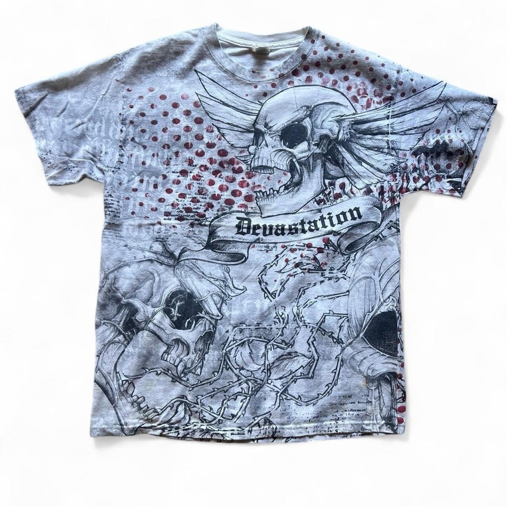 Delta Men's Graphic Skull T-Shirt - Black and Gray